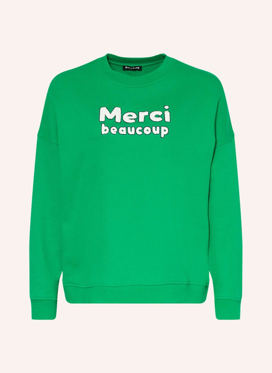 WHISTLES Sweatshirt MERCI BEAUCOUP, Color: GREEN (Image 1)
