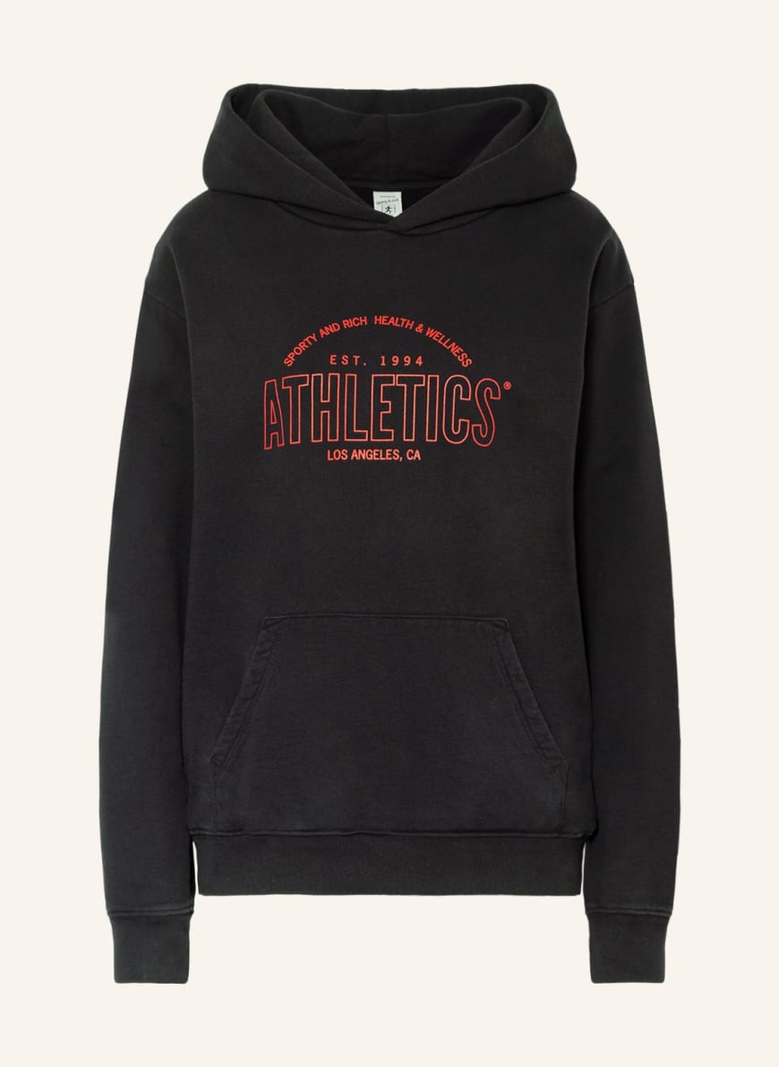 SPORTY & RICH Hoodie, Color: BLACK/ RED (Image 1)