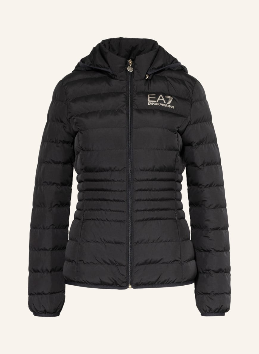 EA7 EMPORIO ARMANI Quilted jacket with detachable hood, Color: BLACK (Image 1)
