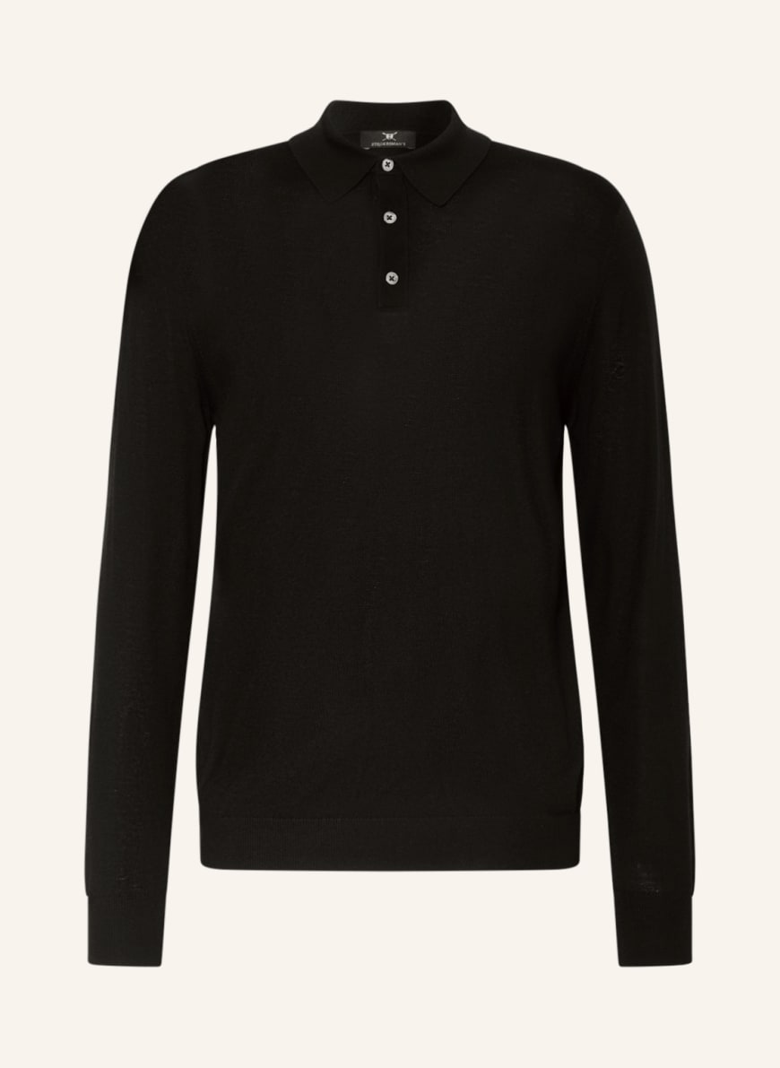 STROKESMAN'S Knit polo shirt made of merino wool , Color: BLACK (Image 1)