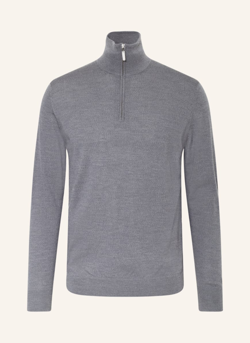 STROKESMAN'S Half-zip sweater made of merino wool, Color: GRAY (Image 1)