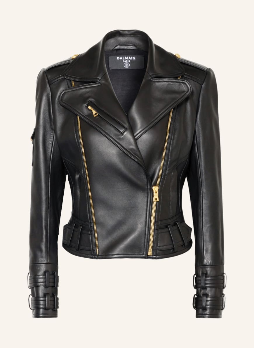 BALMAIN Leather jacket, Color: BLACK (Image 1)
