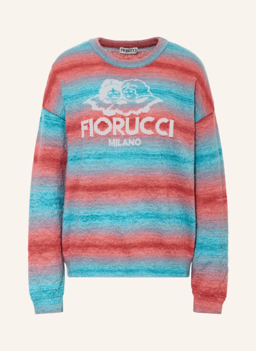 FIORUCCI Sweater with alpaca and mohair, Color: TURQUOISE/ RED/ WHITE (Image 1)