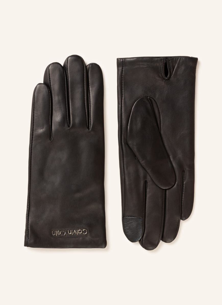 Calvin Klein Leather gloves, Color: BLACK(Image 1)