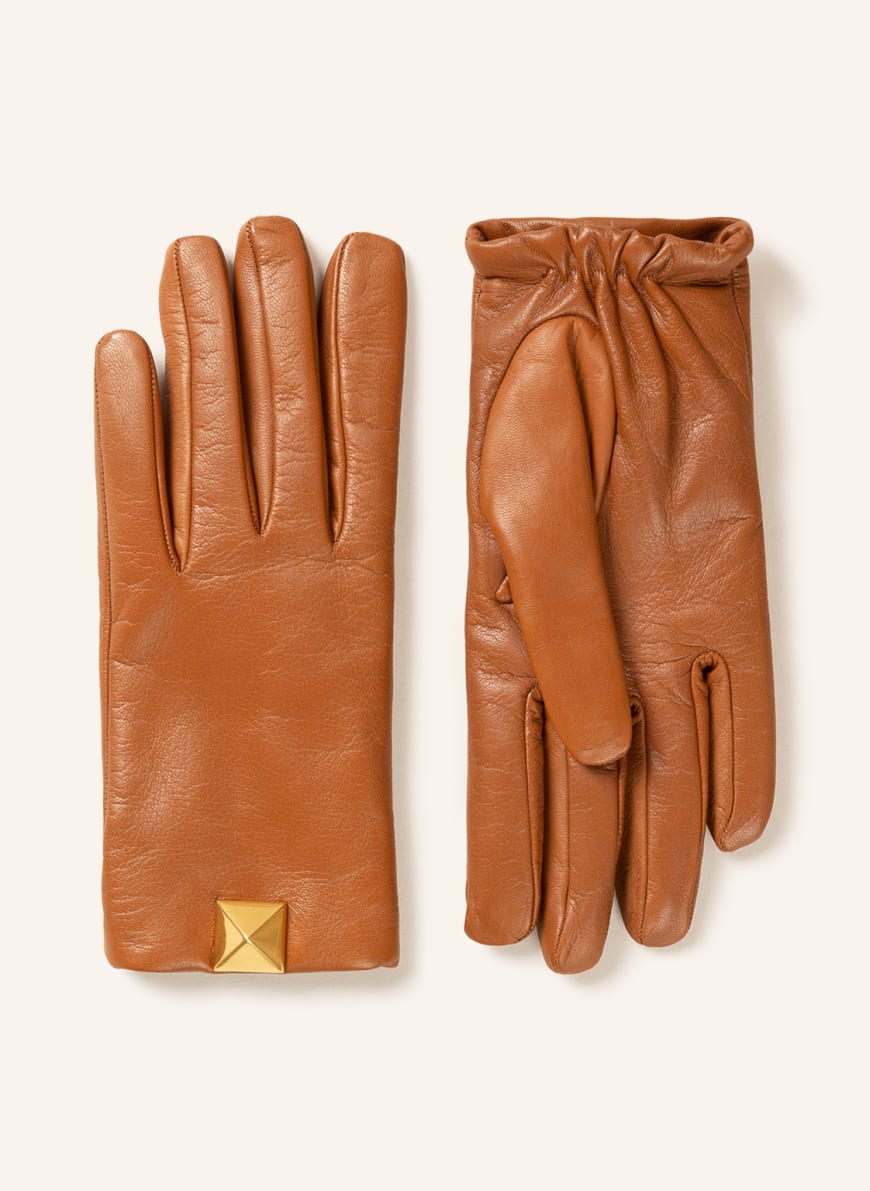 VALENTINO GARAVANI Leather gloves , Color: LIGHT BROWN(Image 1)