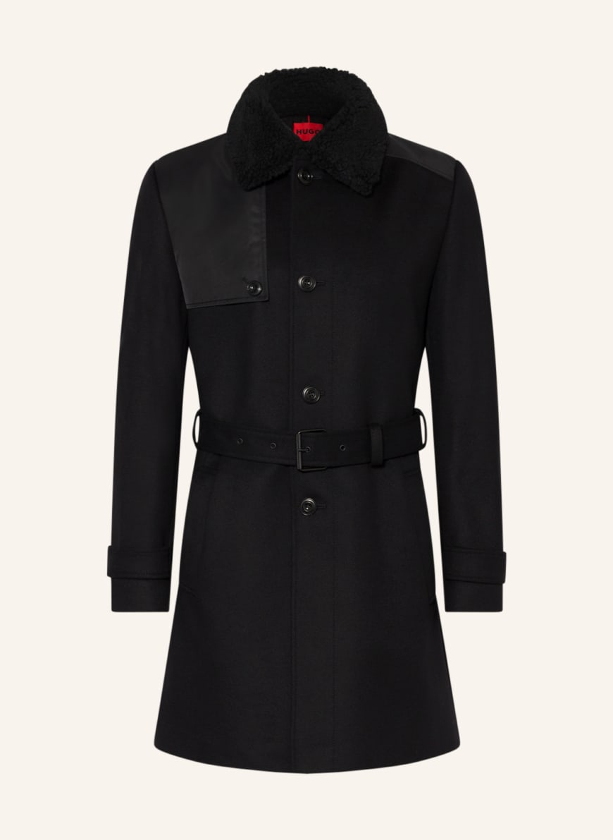 HUGO Coat MELTON in mixed materials , Color: BLACK(Image 1)