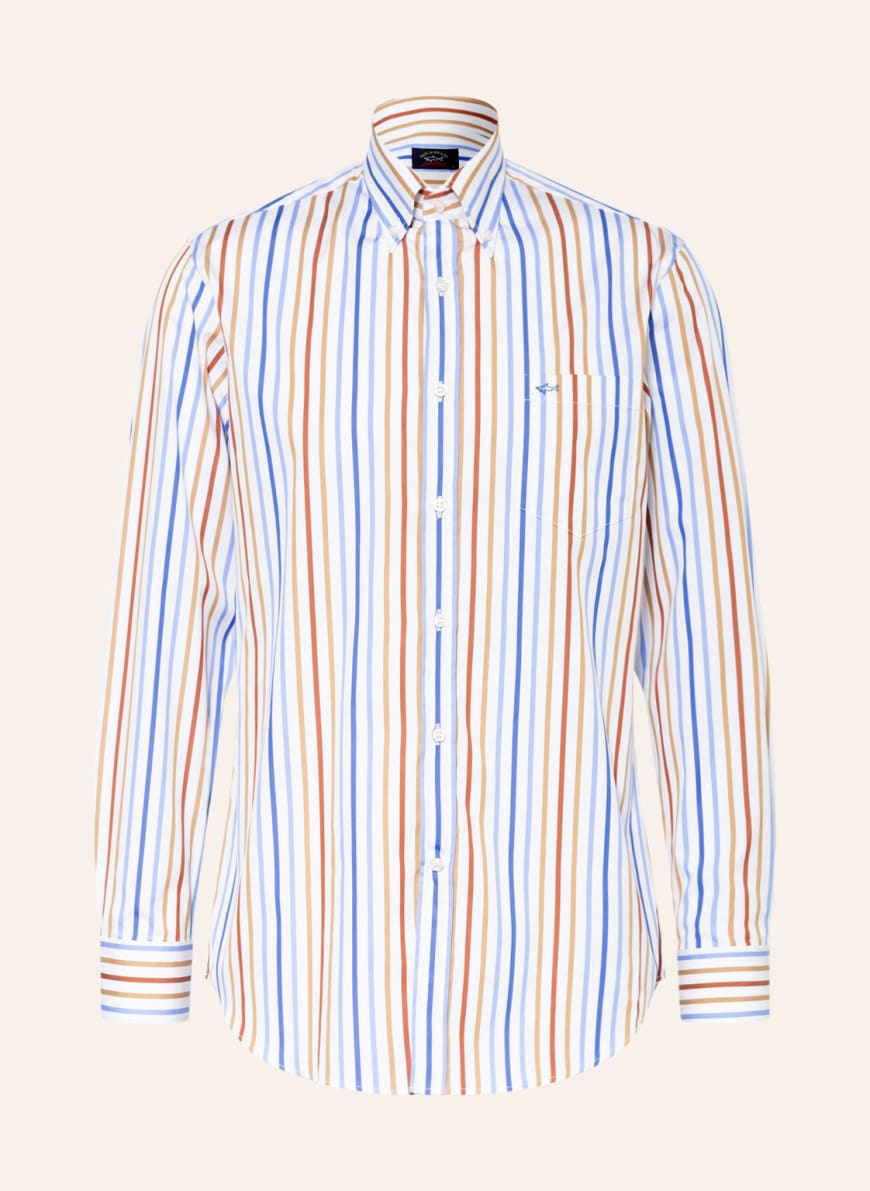 PAUL & SHARK Shirt comfort fit, Color: WHITE/ BLUE/ BROWN (Image 1)
