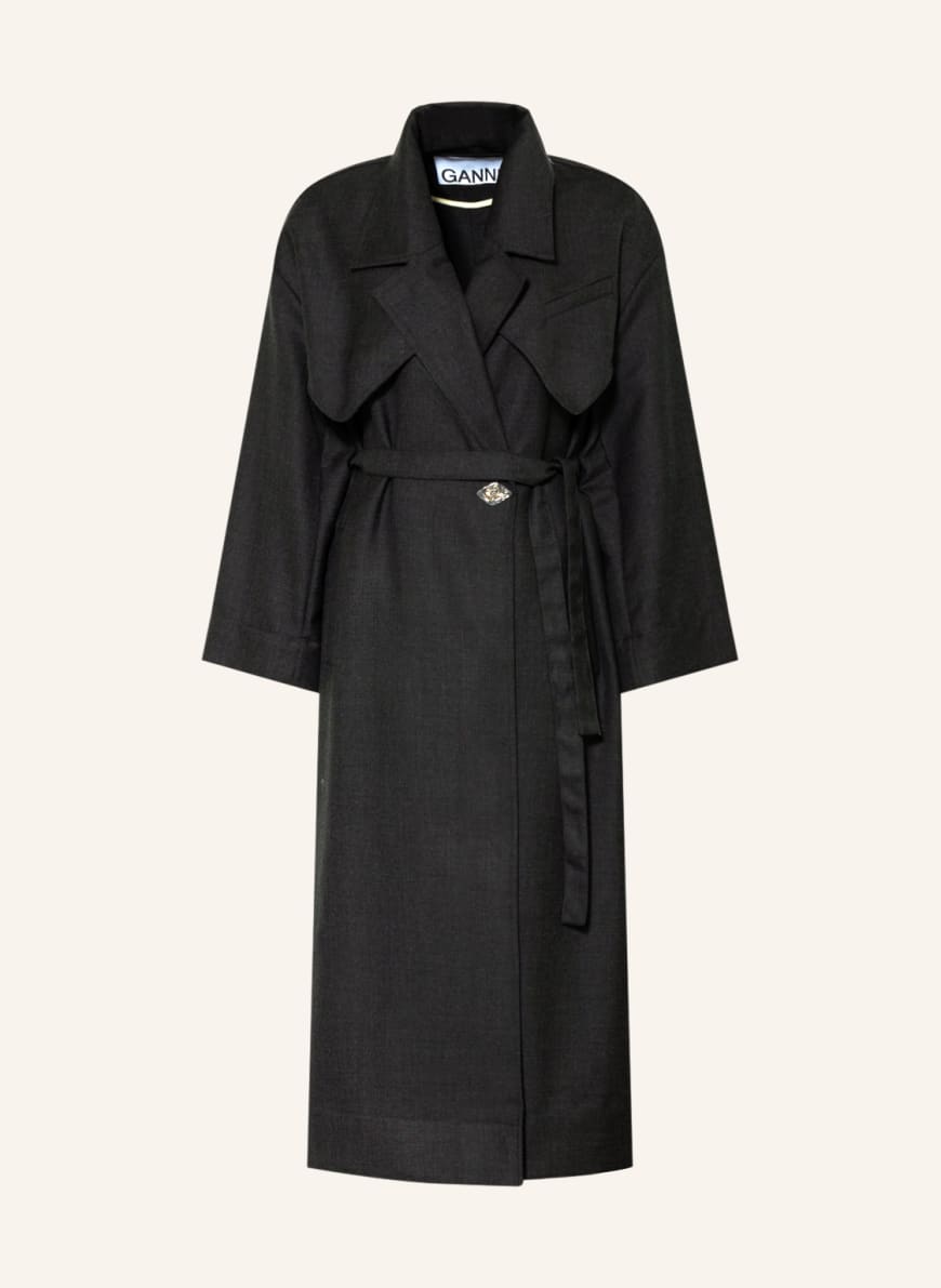 GANNI Trench coat, Color: DARK GRAY(Image 1)
