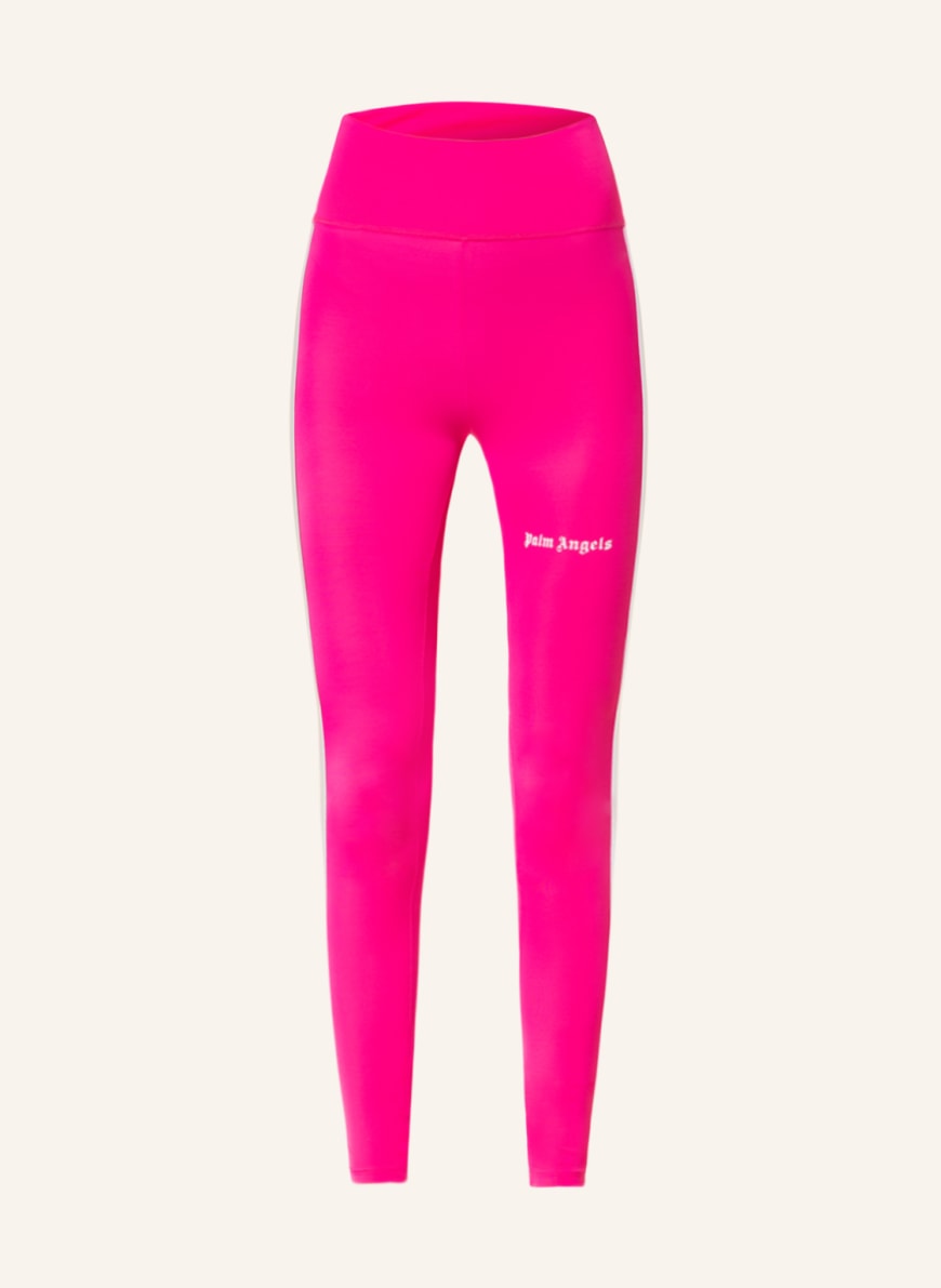 Palm Angels Leggings with tuxedo stripe, Color: NEON PINK/ WHITE (Image 1)