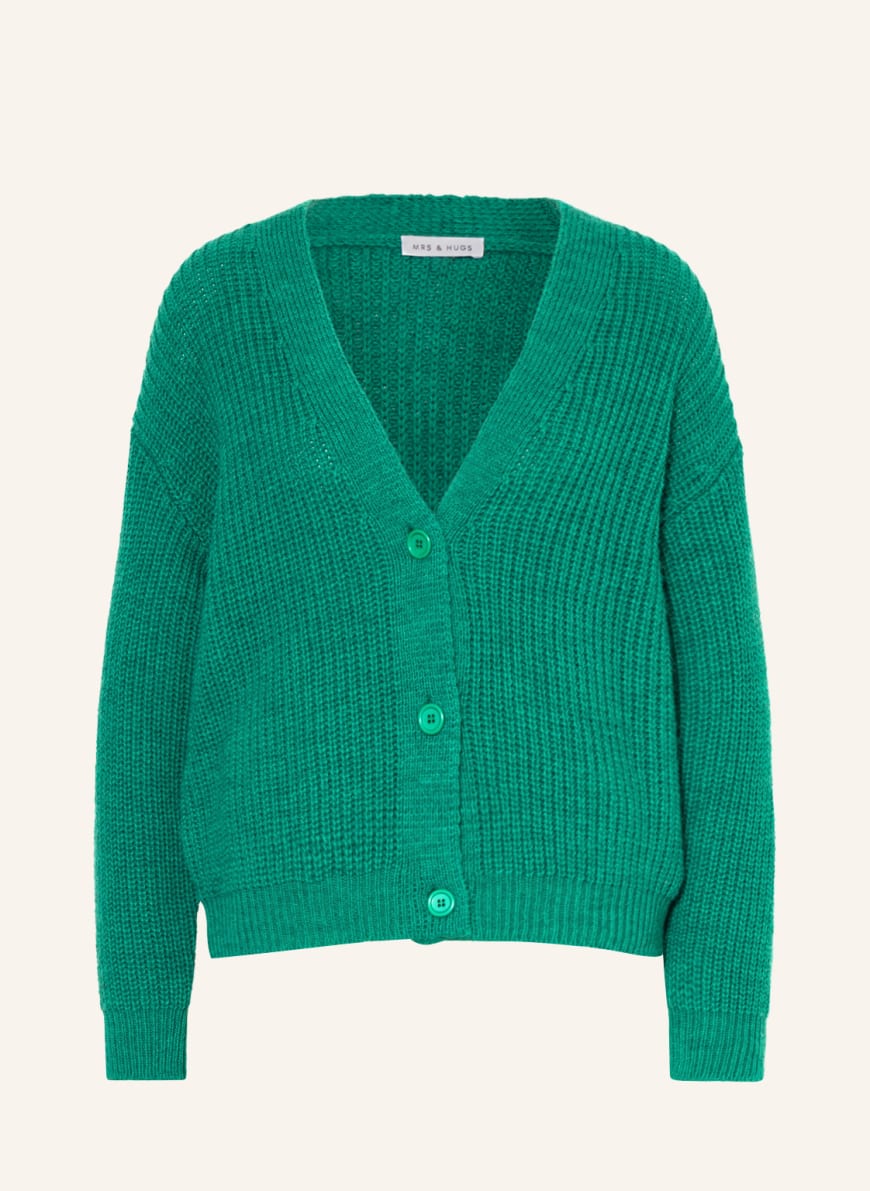 MRS & HUGS Cardigan with merino wool, Color: GREEN (Image 1)
