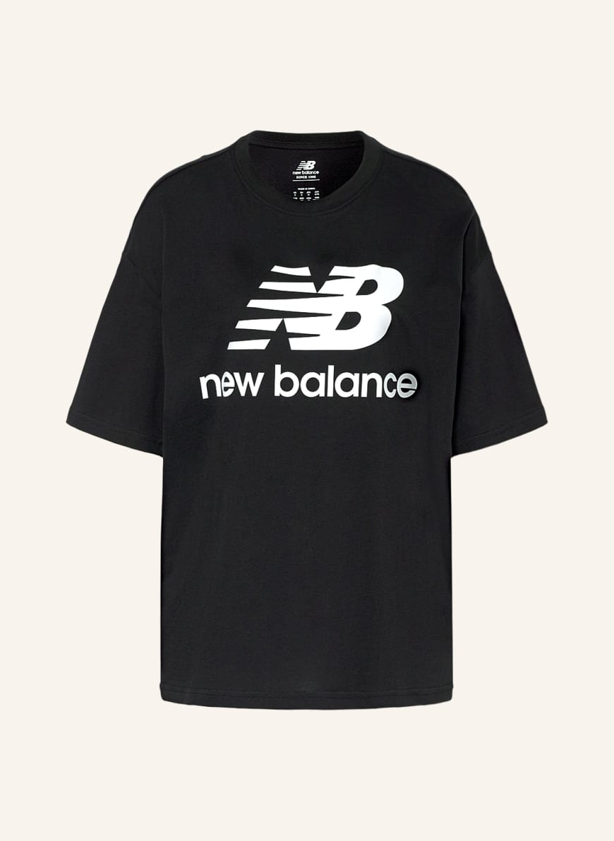 new balance Oversized shirt ESSENTIALS STACKED, Color: BLACK (Image 1)
