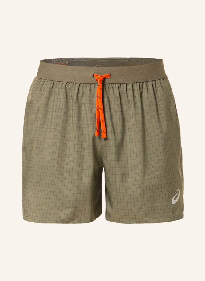 ASICS Running shorts FUJITRAIL with mesh, Color: OLIVE/ GRAY (Image 1)
