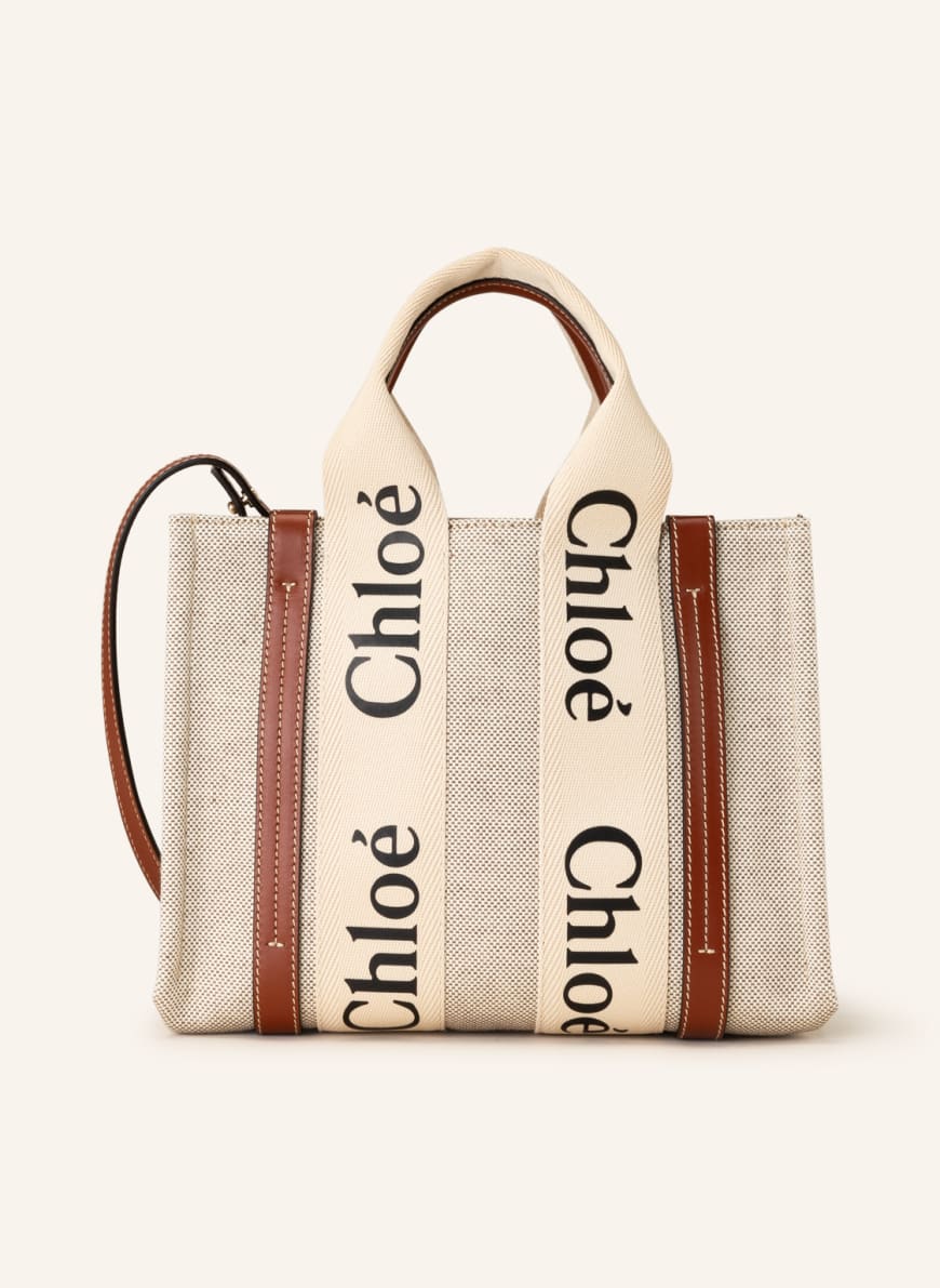 Chloé Shopper WOODY SMALL, Farbe: CREME/ BRAUN(Bild 1)