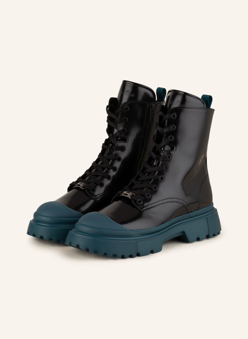 HOGAN Lace-up boots , Color: BLACK/ TEAL (Image 1)