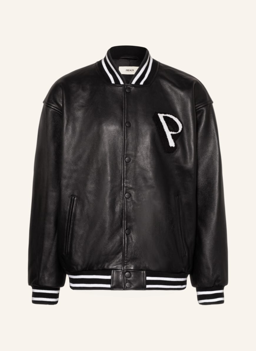PREACH Oversized bomber jacket made of leather, Color: BLACK (Image 1)
