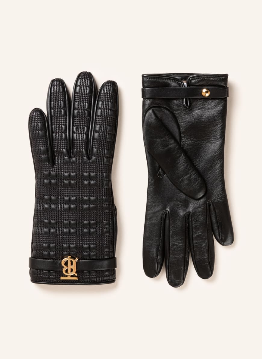 BURBERRY Leather gloves, Color: BLACK (Image 1)