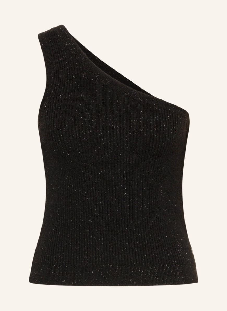 Marc O'Polo DENIM One-shoulder knit top with glitter thread, Color: BLACK (Image 1)