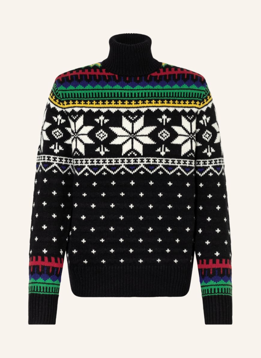 POLO RALPH LAUREN Turtleneck sweater in black/ white/ green | Breuninger