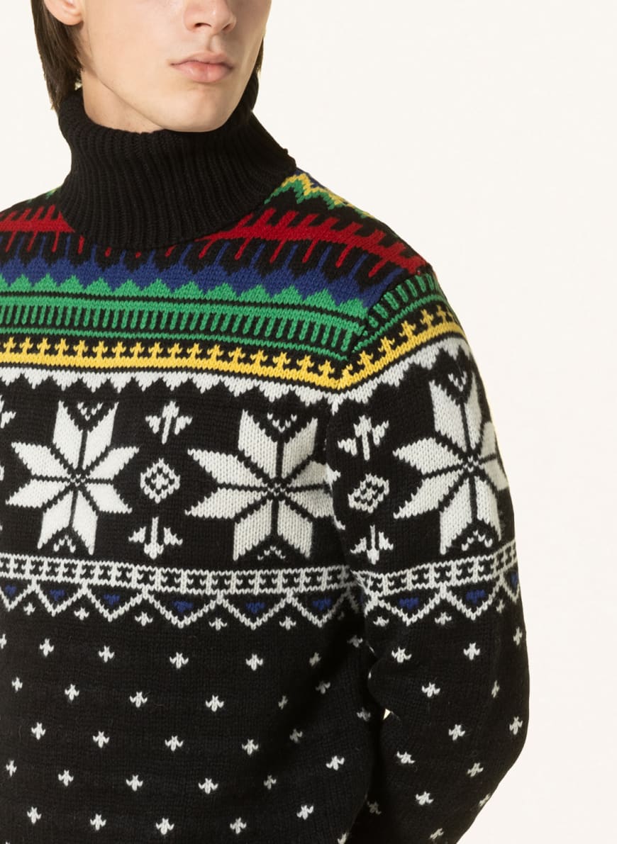 POLO RALPH LAUREN Turtleneck sweater in black/ white/ green | Breuninger