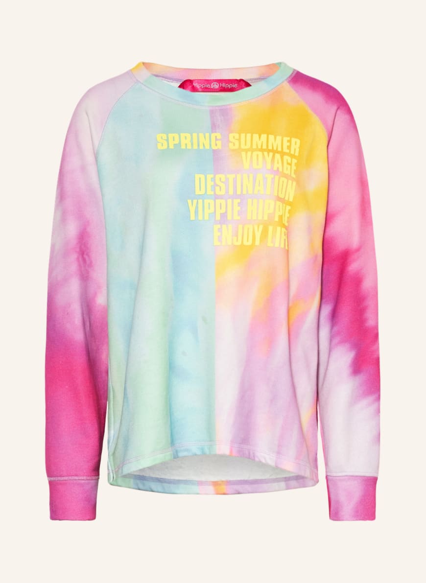 yippie hippie Sweatshirt, Color: PINK/ LIGHT GREEN/ LIGHT BLUE(Image 1)