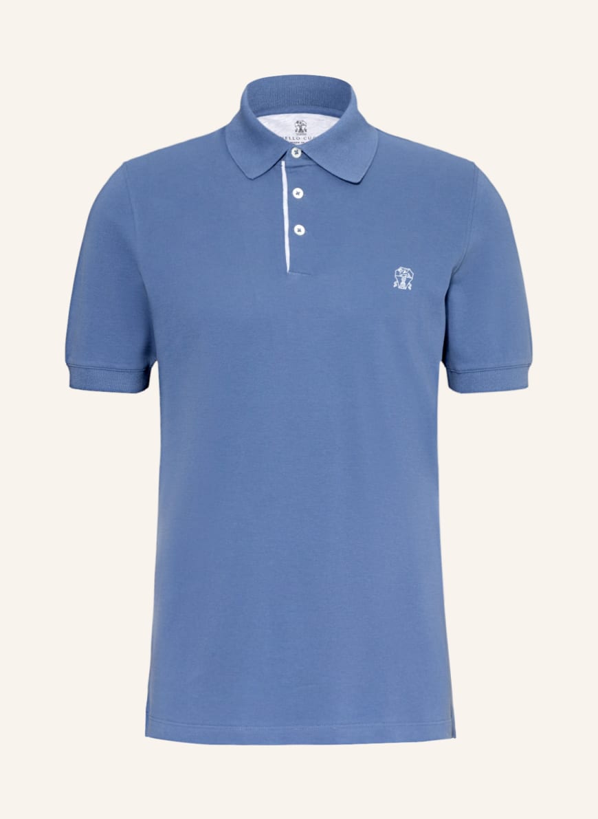 BRUNELLO CUCINELLI Piqué polo shirt slim fit , Color: BLUE(Image 1)