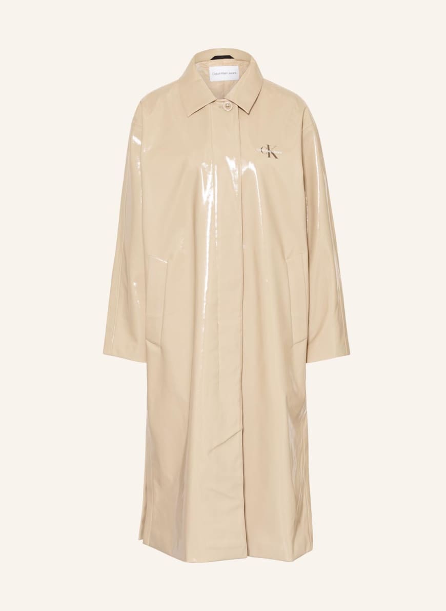 Calvin Klein Jeans Oversized coat in patent look, Color: CAMEL(Image 1)