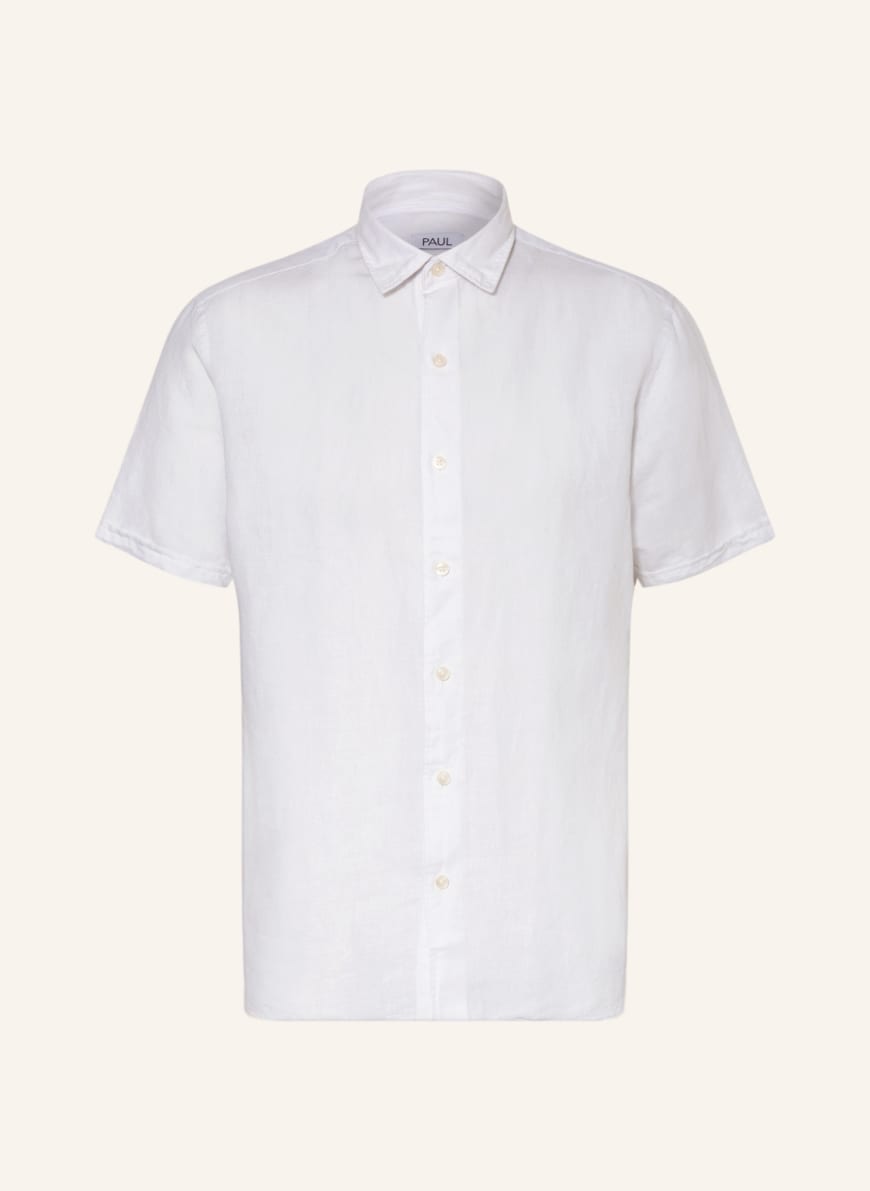 PAUL Short sleeve shirt comfort fit with linen in white