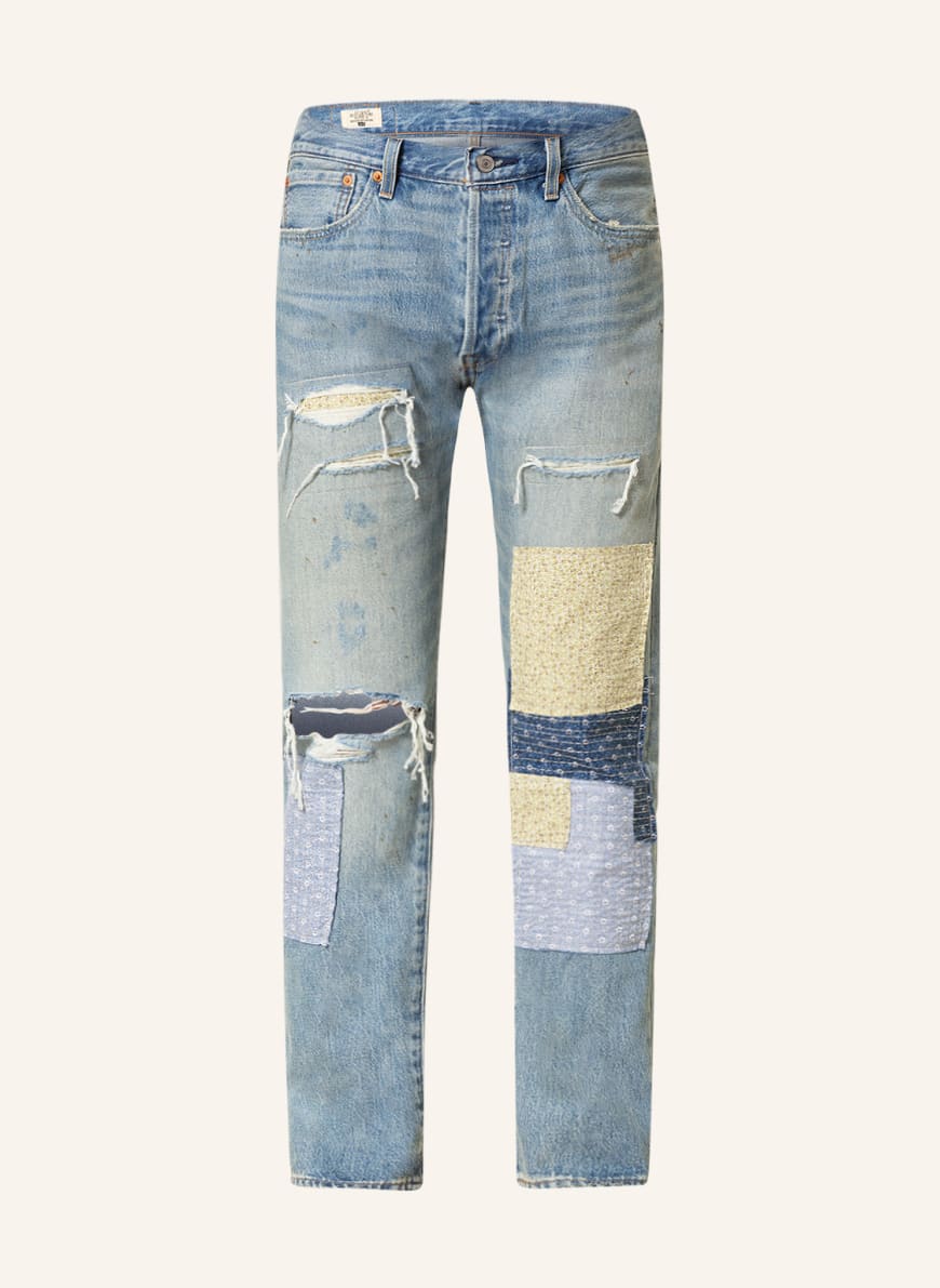 Levi s Destroyed jeans 501 regular fit in 97 med indigo worn in