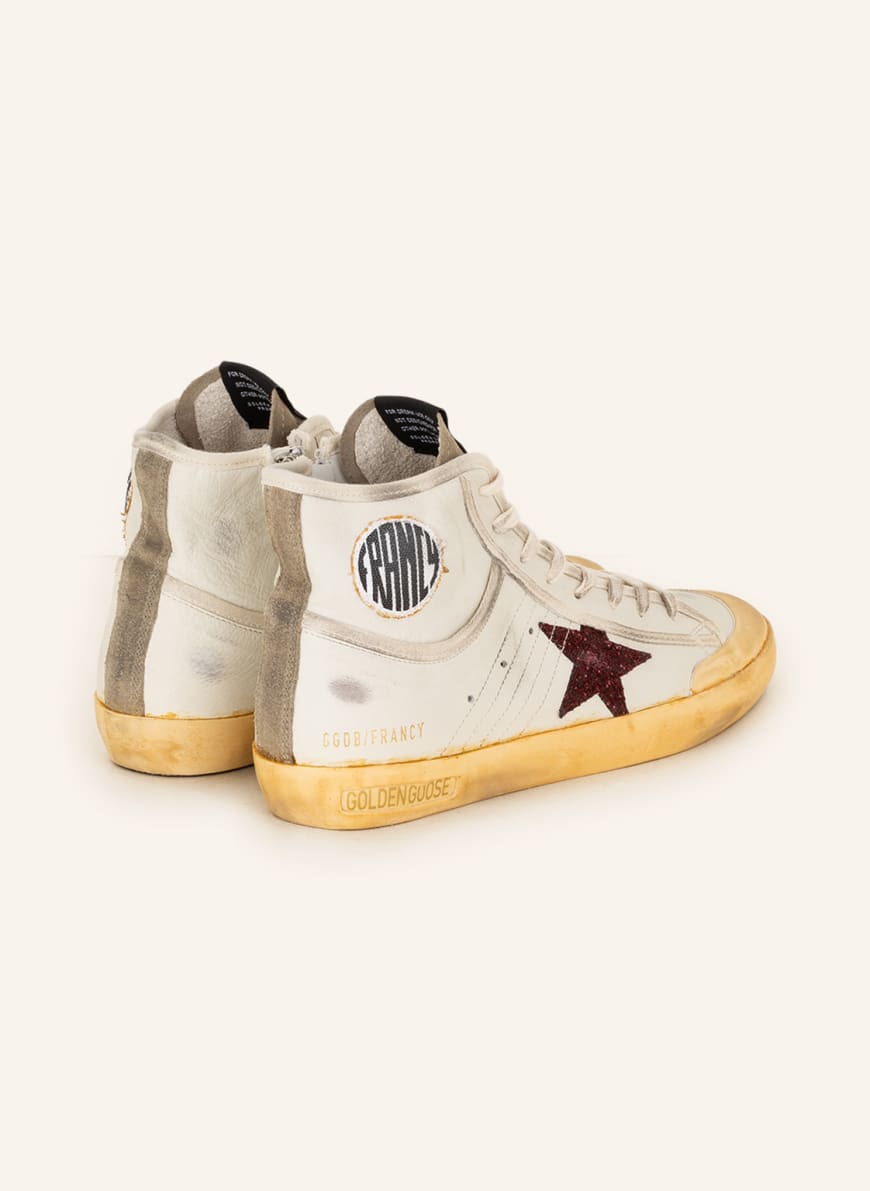 GOLDEN GOOSE High top sneakers FRANCY in white dark red