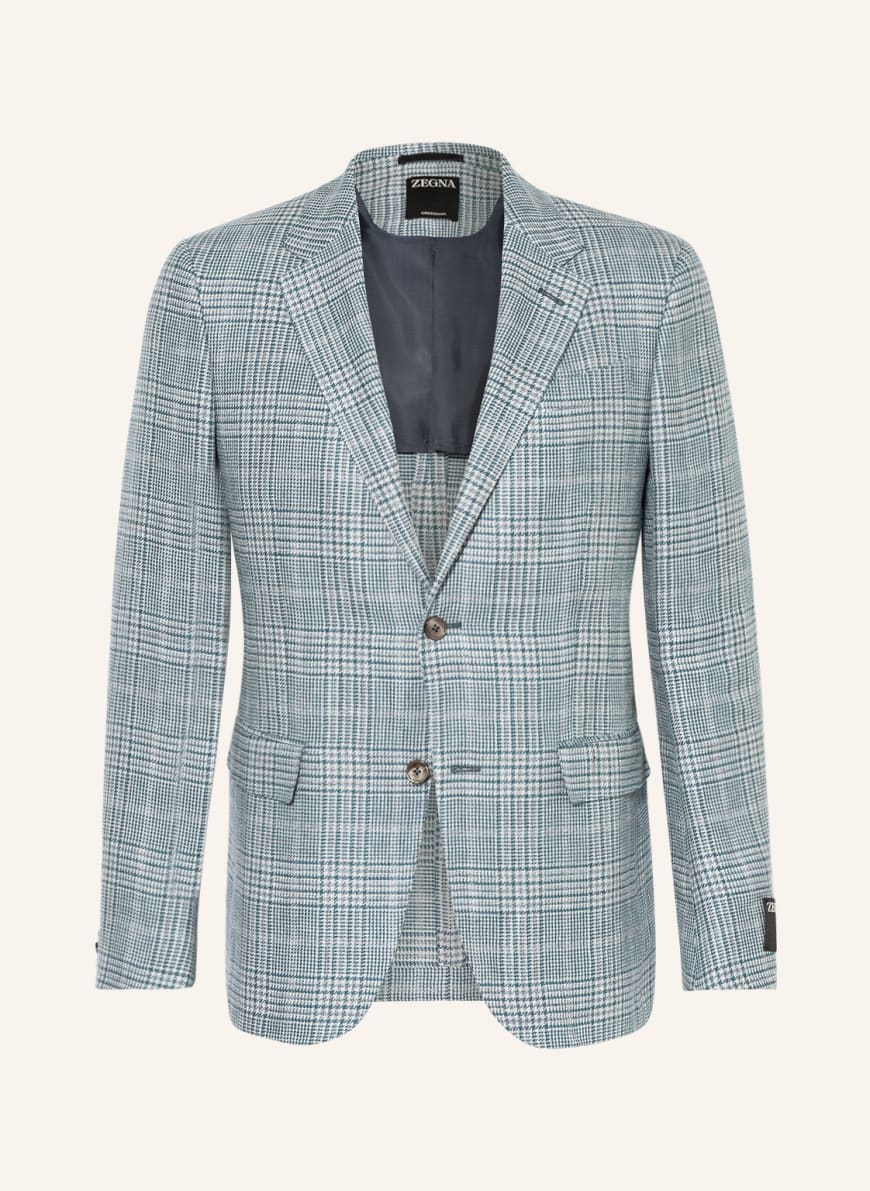 ZEGNA Linen blazer slim fit, Color: GRAY/ LIGHT GRAY/ TEAL(Image 1)