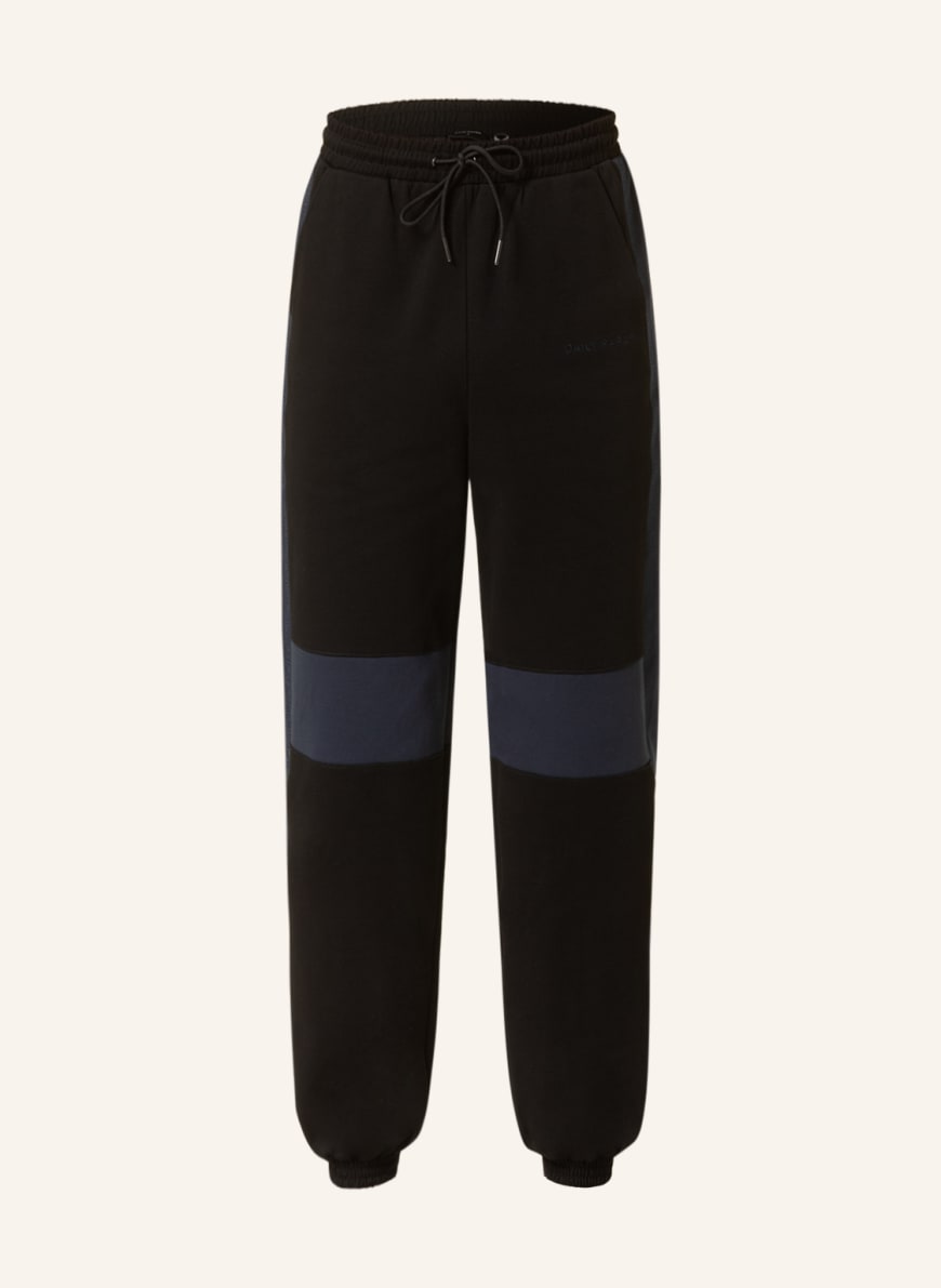 DAILY PAPER Pants PEPION in jogger style with tuxedo stripes, Color: BLACK/ DARK BLUE(Image 1)