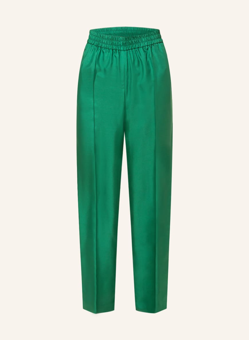 RED VALENTINO Wide leg trousers made of silk, Color: GREEN (Image 1)