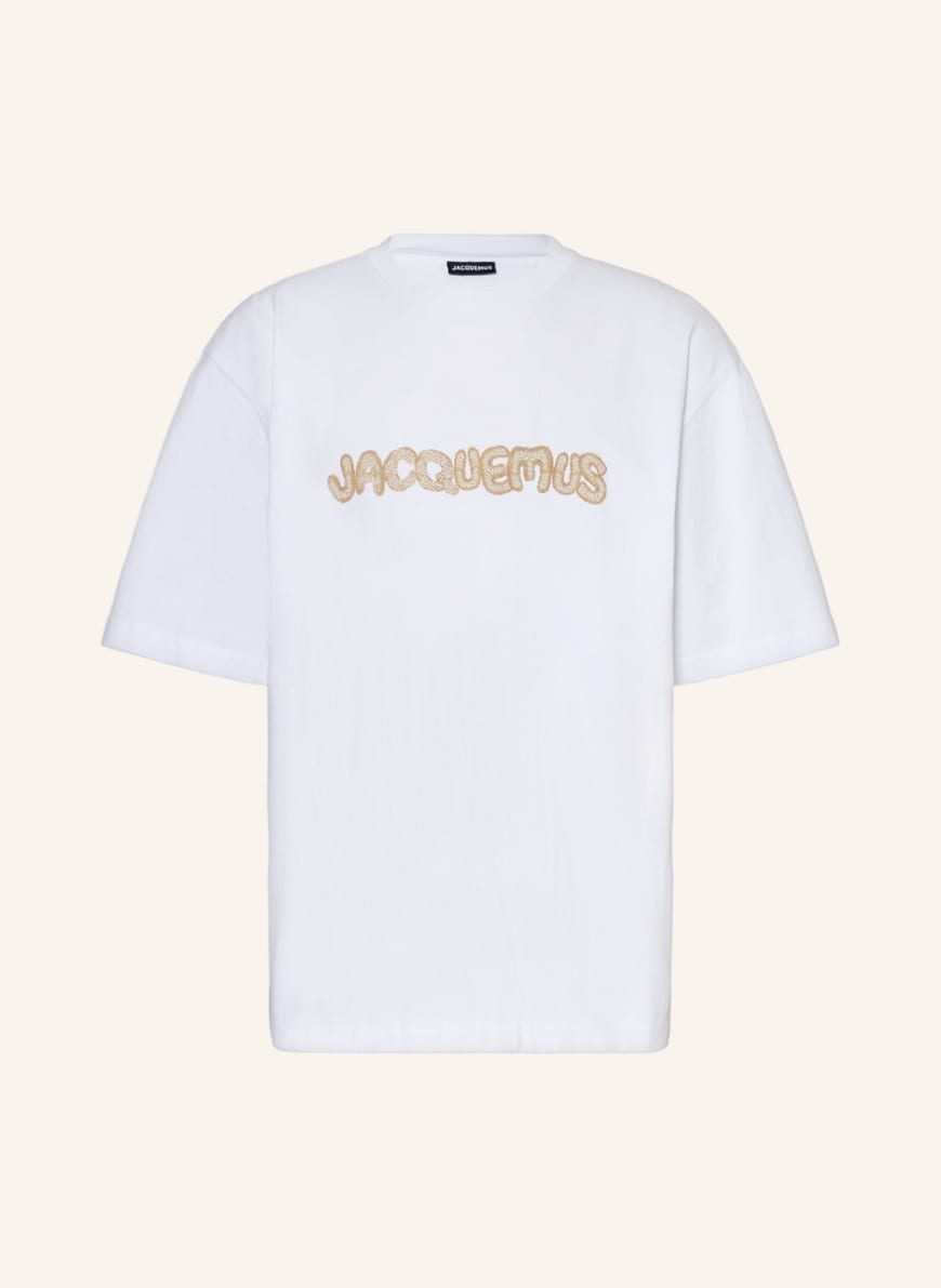 JACQUEMUS T-shirt LE TSHIRT RAPHIA, Color: WHITE/ BEIGE(Image 1)