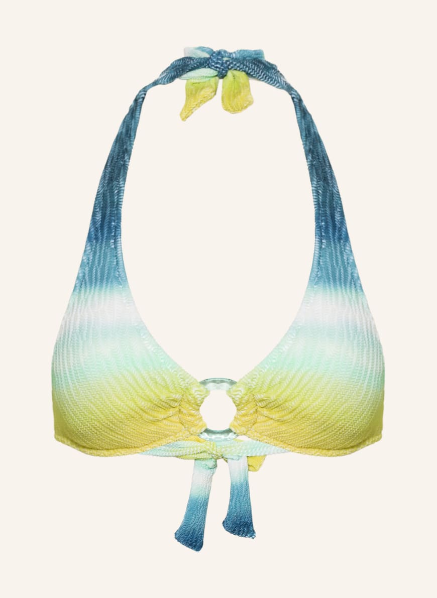 watercult Halter neck bikini top OMBRÉ FLOW, Color: TEAL/ MINT/ DARK YELLOW (Image 1)