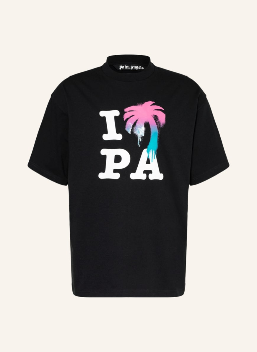 Palm Angels Oversized shirt, Color: BLACK/ WHITE/ PINK(Image 1)