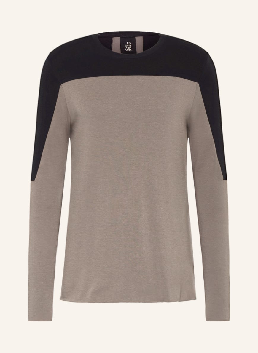 thom/krom Long sleeve shirt, Color: BLACK/ LIGHT BROWN(Image 1)