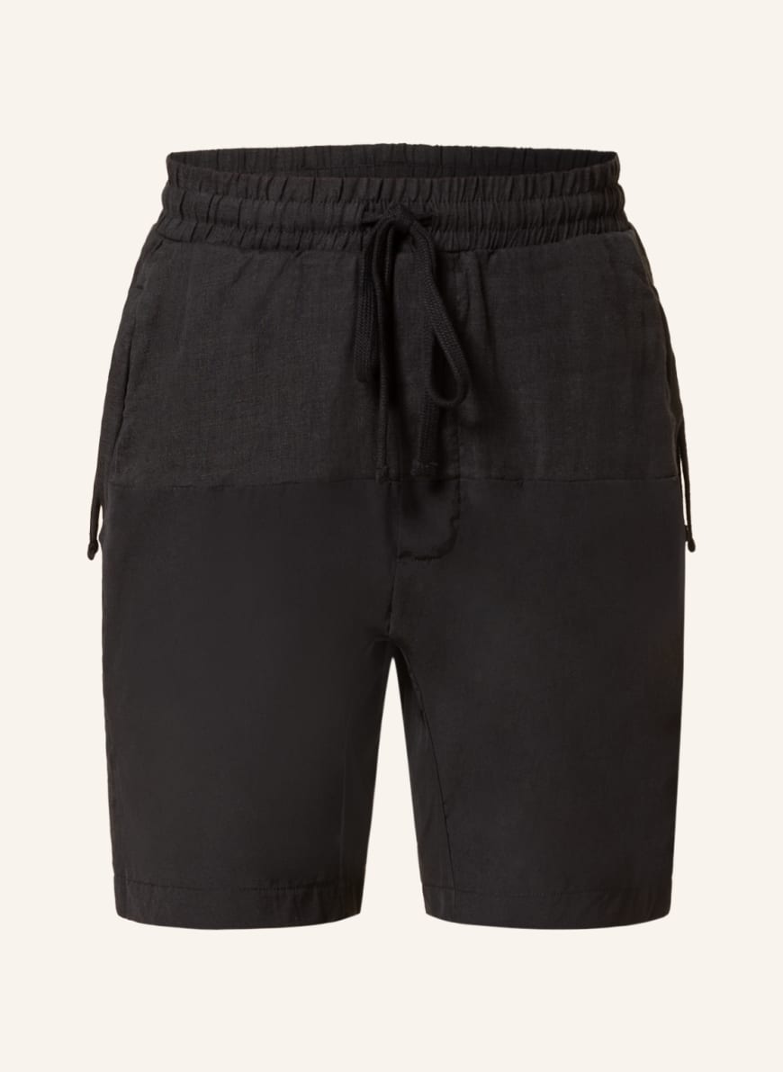 thom/krom Shorts in mixed materials with linen , Color: BLACK(Image 1)