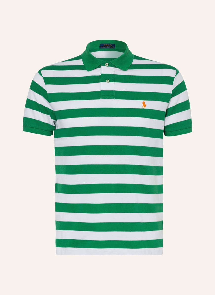 POLO RALPH LAUREN Piqué-Poloshirt Custom Slim Fit, Farbe: WEISS/ GRÜN(Bild 1)