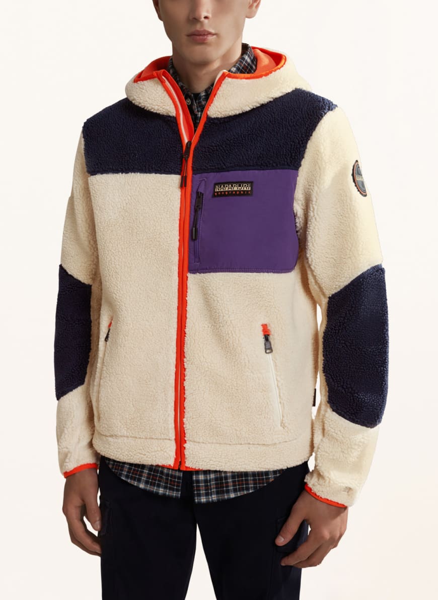 NAPAPIJRI Teddy jacket YUPIK in cream dark blue blue