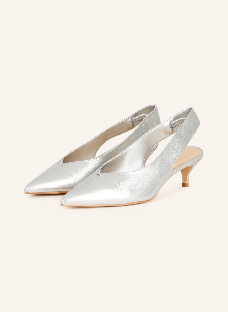 Ladies silver slingback top shoes