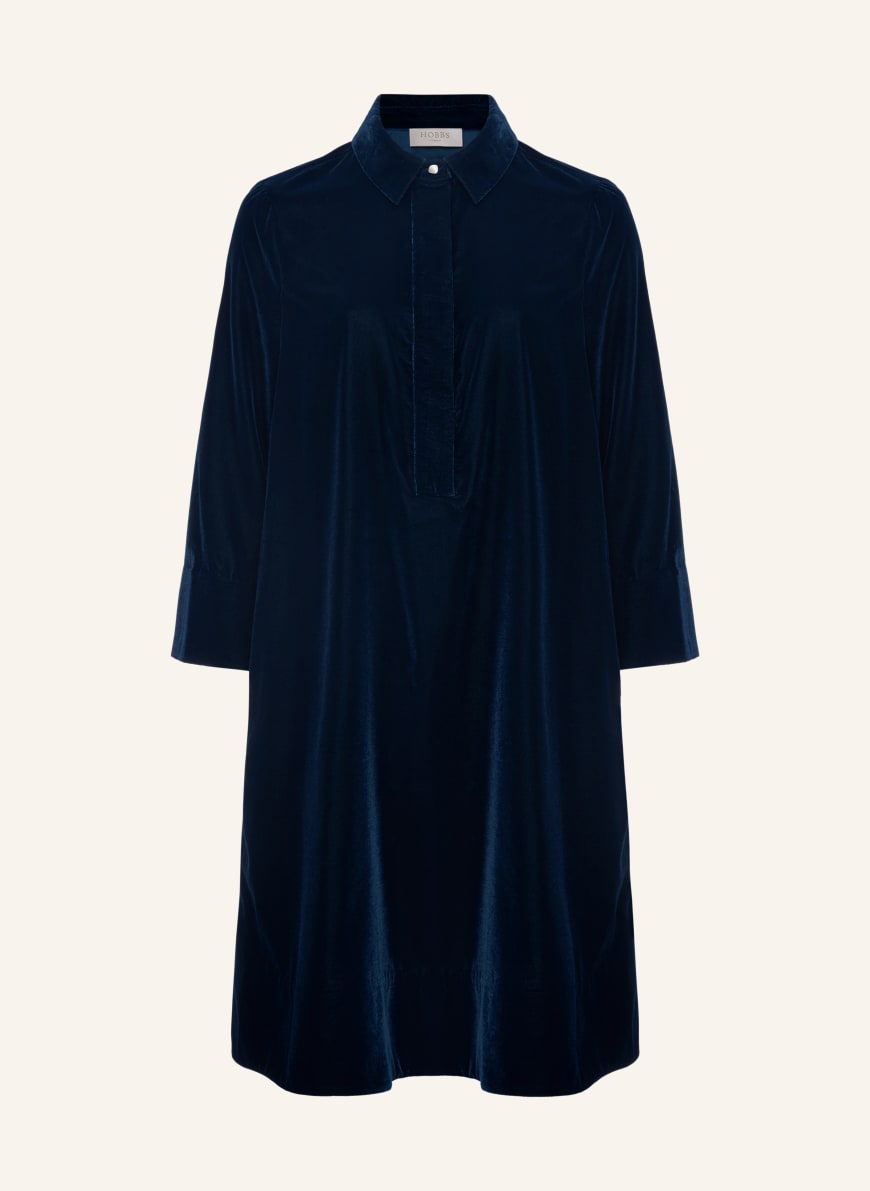 HOBBS Velvet dress MARCIELLA with 3 4 sleeves in dark blue