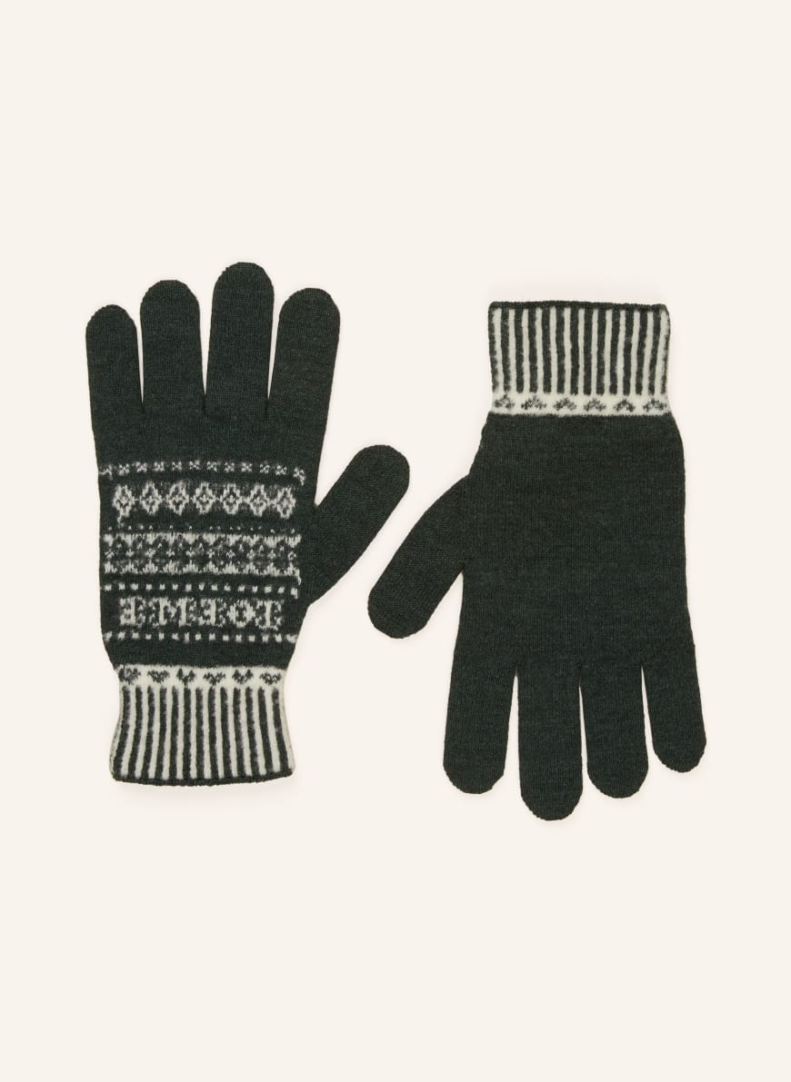 LOEWE Handschuhe: DUNKELGRÜN/ WEISS