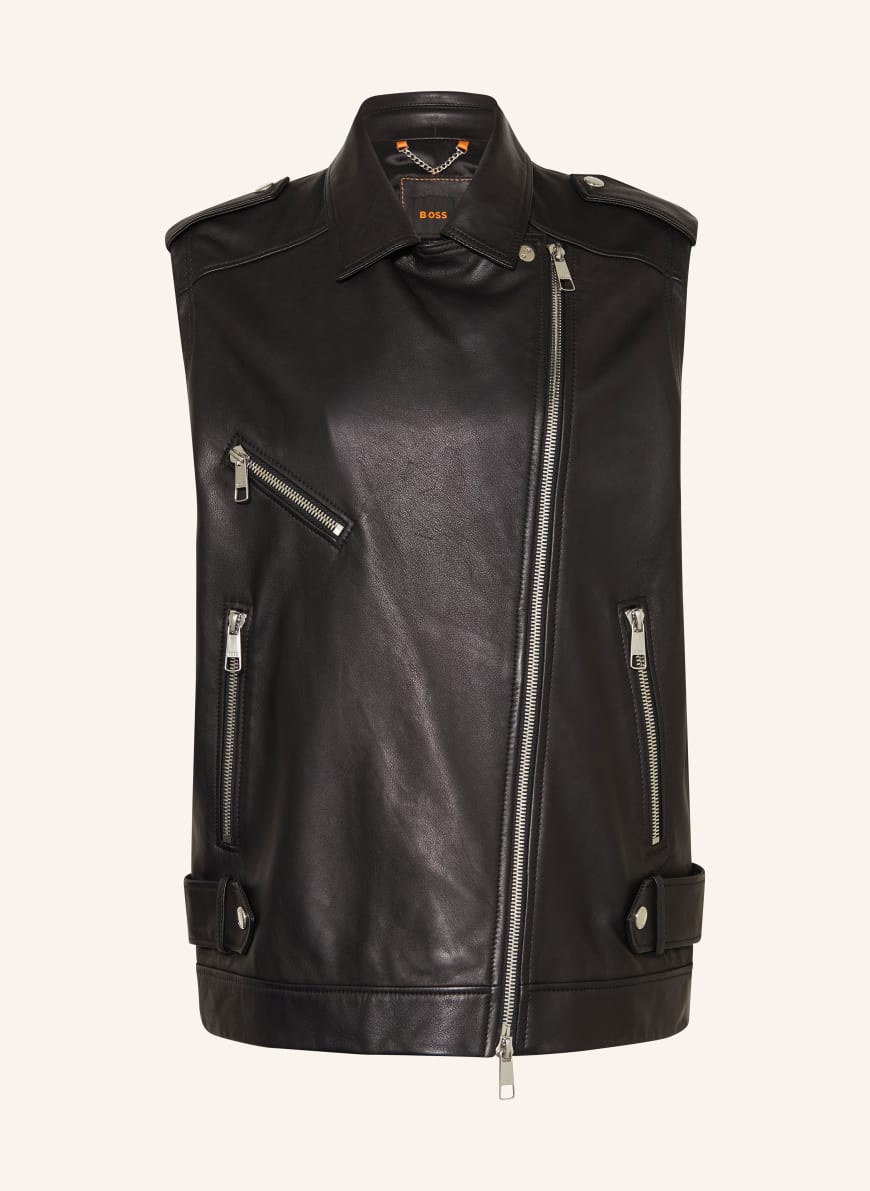BOSS Leather vest C SAVINA in black