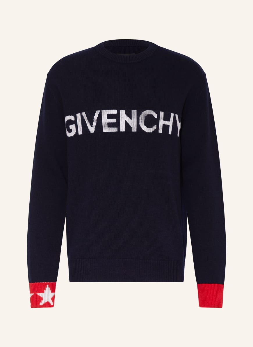GIVENCHY Sweater in dark blue/ white/ red