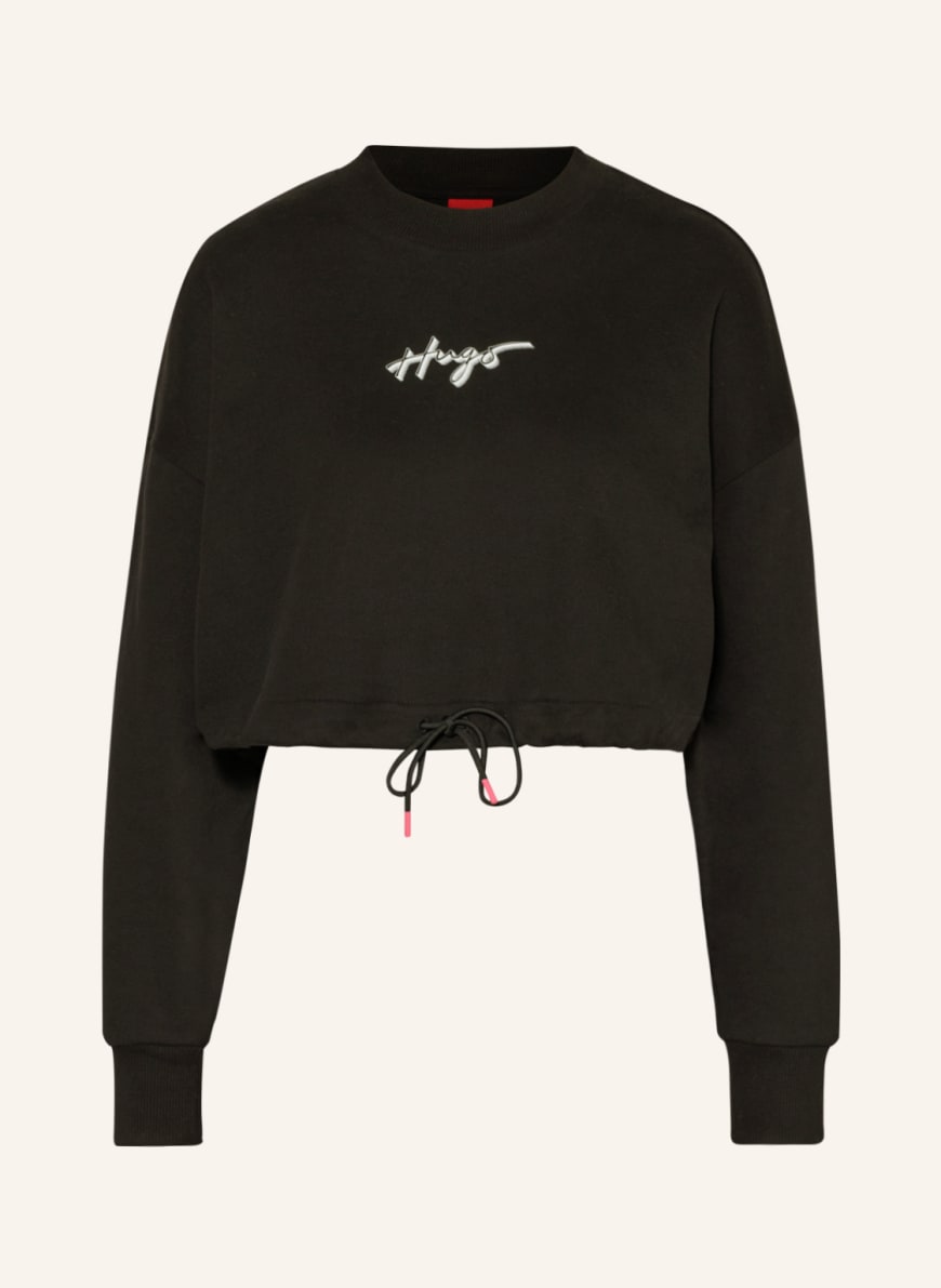 HUGO Cropped-Sweatshirt DELIVE, Farbe: SCHWARZ(Bild 1)