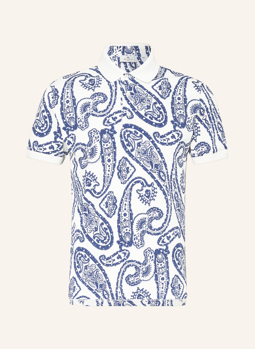 ETRO Piqué polo shirt, Color: WHITE/ BLUE(Image 1)