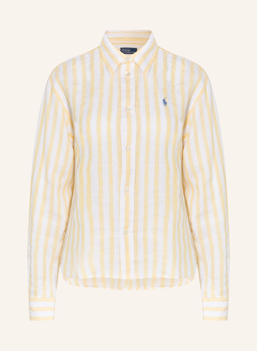 POLO RALPH LAUREN Shirt blouse made of linen in white/ yellow | Breuninger