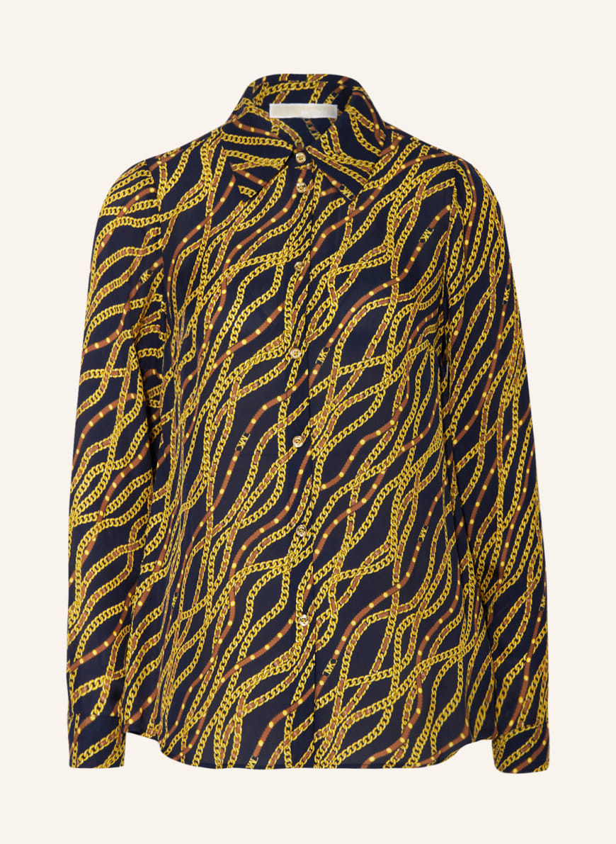 MICHAEL KORS Shirt blouse with silk in dark blue/ yellow/ brown | Breuninger
