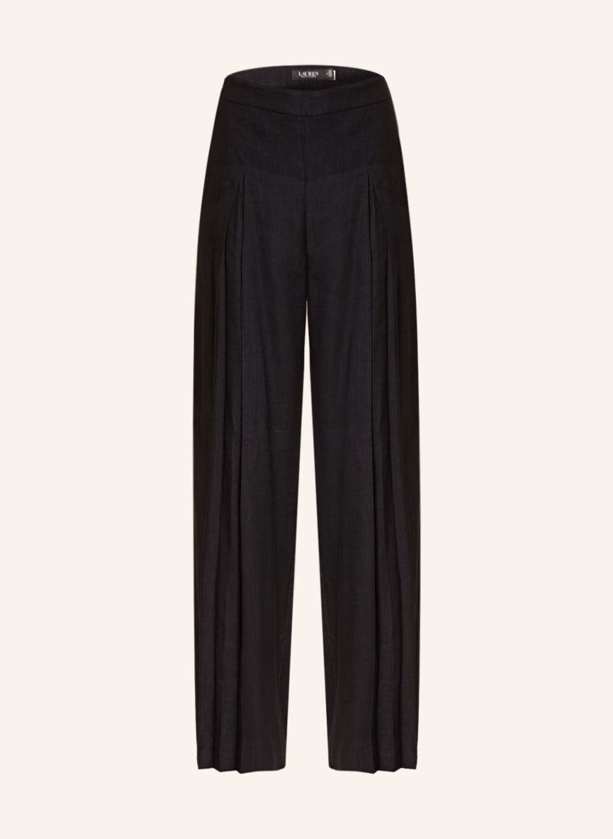 LAUREN RALPH LAUREN Wide leg trousers VOZALITA with linen in black |  Breuninger