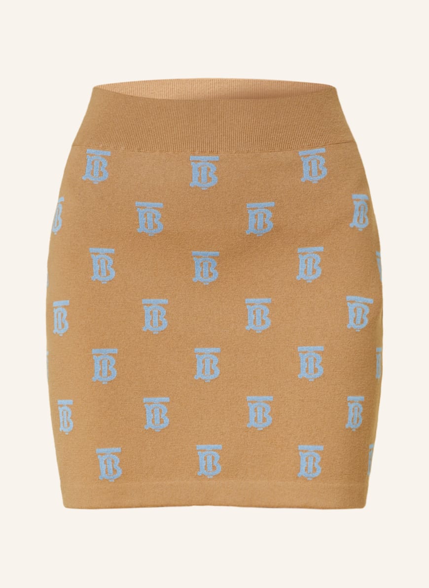 BURBERRY Knit skirt SUZA with silk in camel/ light blue | Breuninger